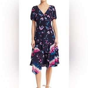100% silk Tanya Taylor Estrella floral ruffle dress,  excellent condition size 0